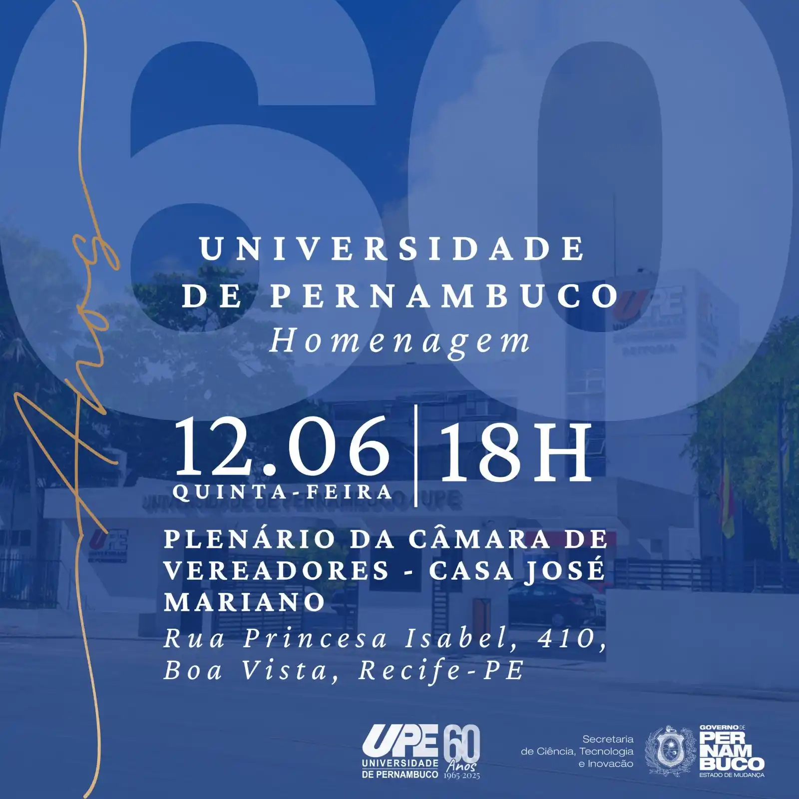 Image from UPE - Universidade de Pernambuco: *Participe da Reunião Solene da Câmara Municipal do Recife* _Uma homen...