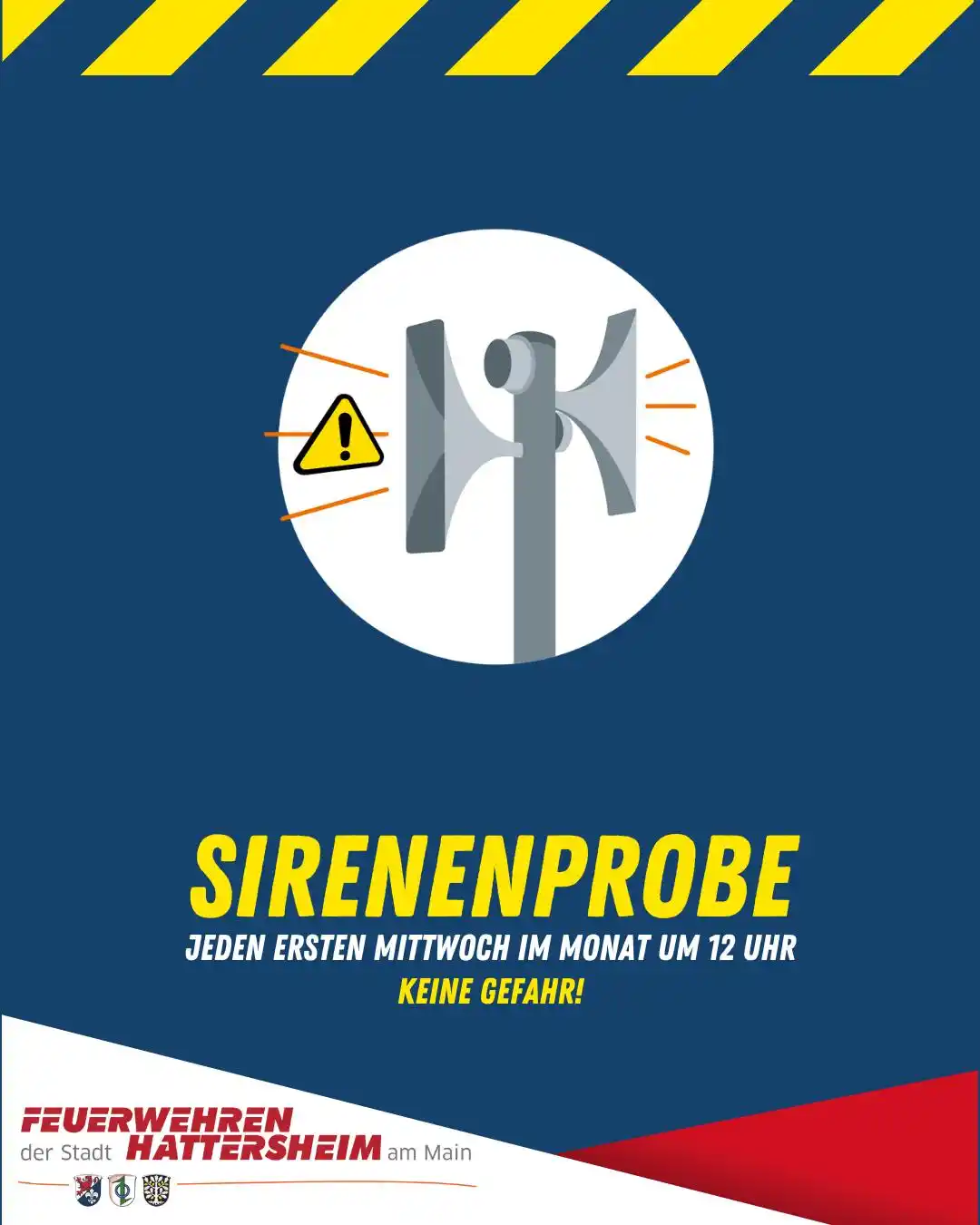 Image from Feuerwehren der Stadt Hattersheim am Main: 📢 Sirenenprobe um 12 Uhr - Keine Gefahr! 📢 Um die Bevölkerung im Ge...