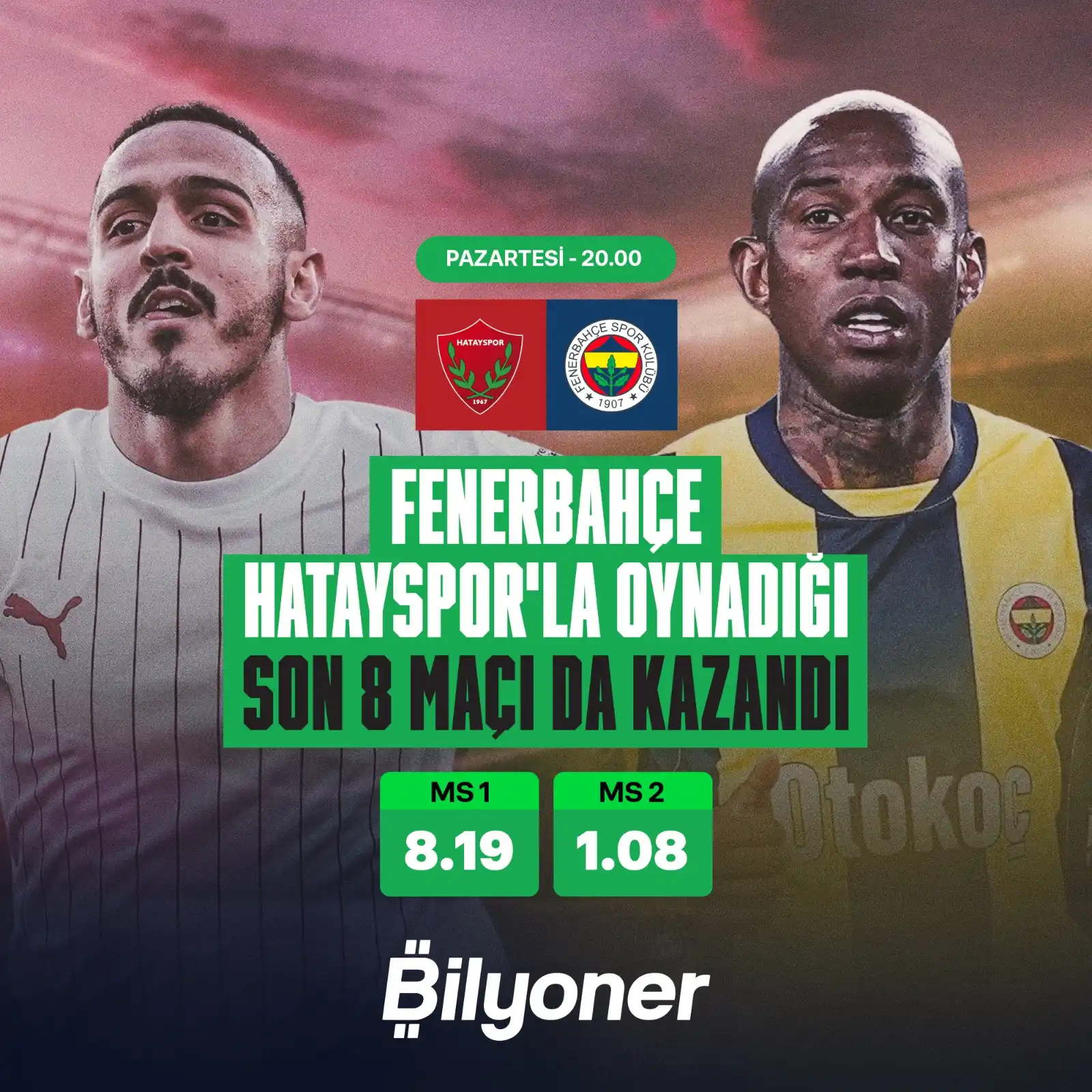 Image from Bilyoner: Süper Lig'de Hatayspor, Fenerbahçe'yi ağırlıyor! Maçın heyecanı Bilyo...