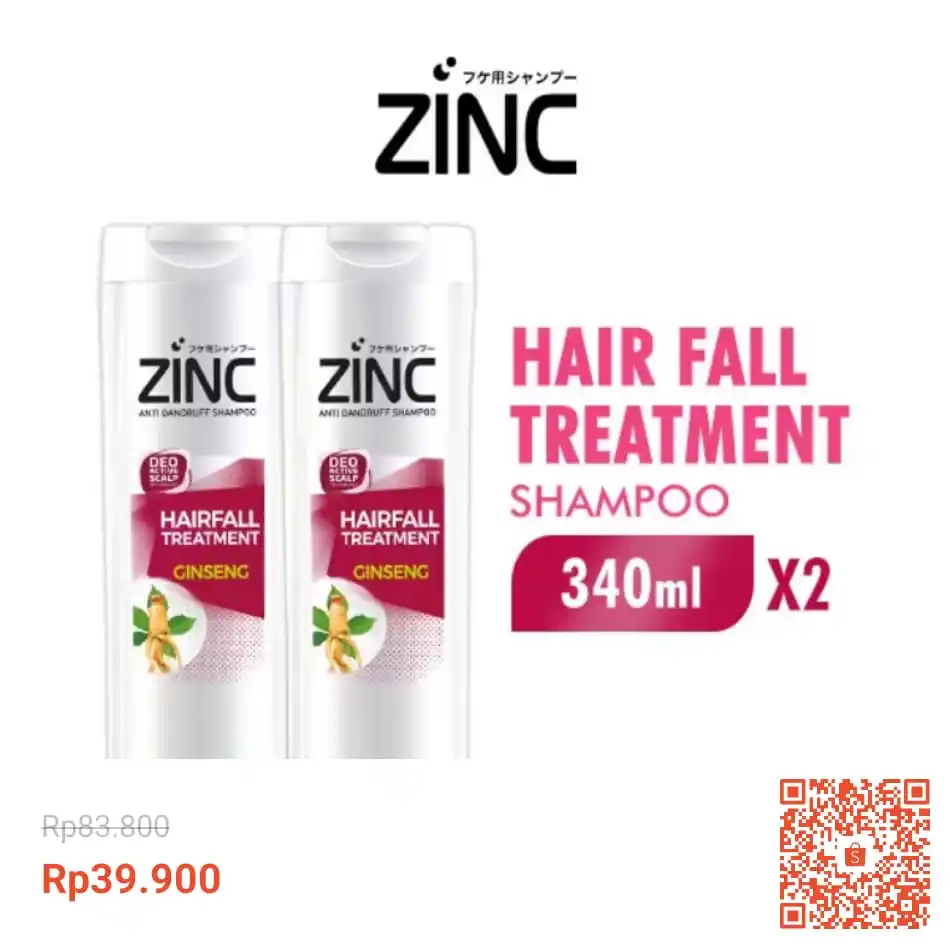 Image from Hidden Gem Garapan Cuan | Info Promo Racun Shopee Lazada Tokopedia | Alfamart Indomaret | Grab Gojek: Temukan Zinc Shampoo Hairfall Treatment 2 x 340 mL seharga Rp39.900. D...