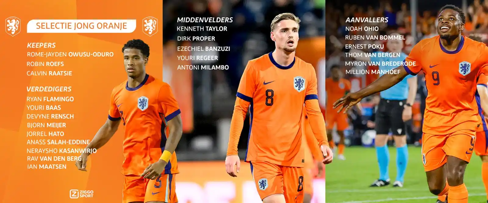 Image from Ziggo Sport: THE ๐
๐๐๐๐๐ ๐๐๐๐๐! ๐ Jong Oranje reist met deze namen af na...