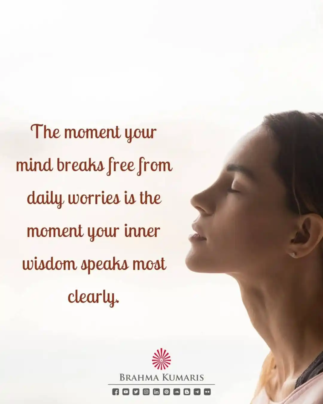 Image from Brahma Kumaris: When we release the grip of everyday worries, something profound happe...