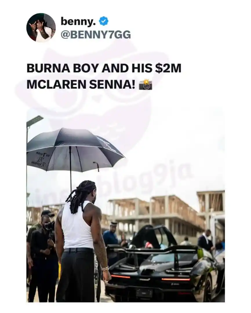 Image from Instablog9ja Network: Burnaboy Adds a $2 Million McLaren Senna to His Massive Car Collection...