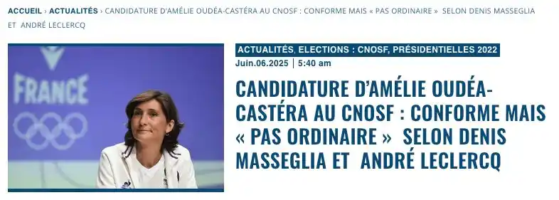 Image from Decideurs du sport PB: Candidature d’Amélie Oudéa-Castéra au CNOSF : conforme mais « pas ordi...