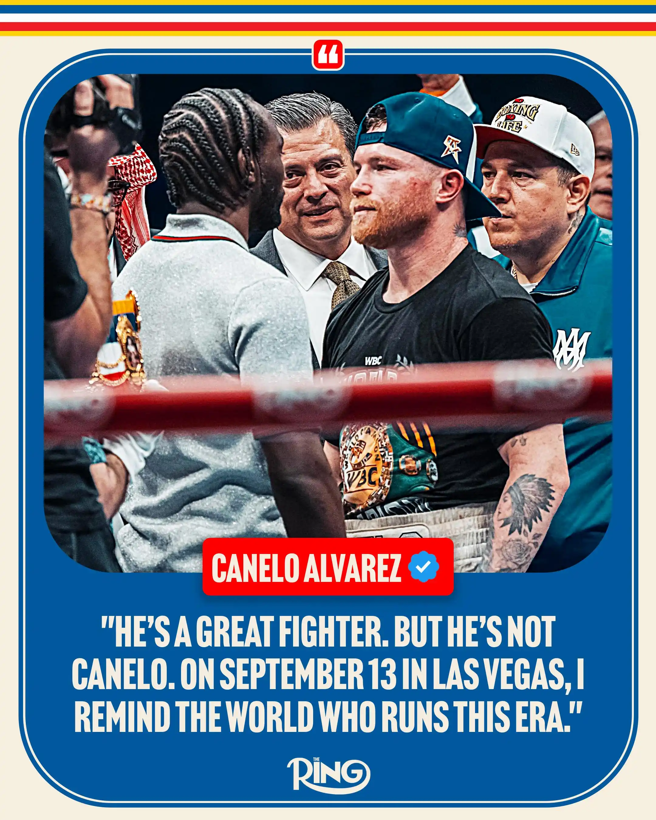 Image from Ring Magazine: Canelo Alvarez sends Terence Crawford a message ahead of their undispu...