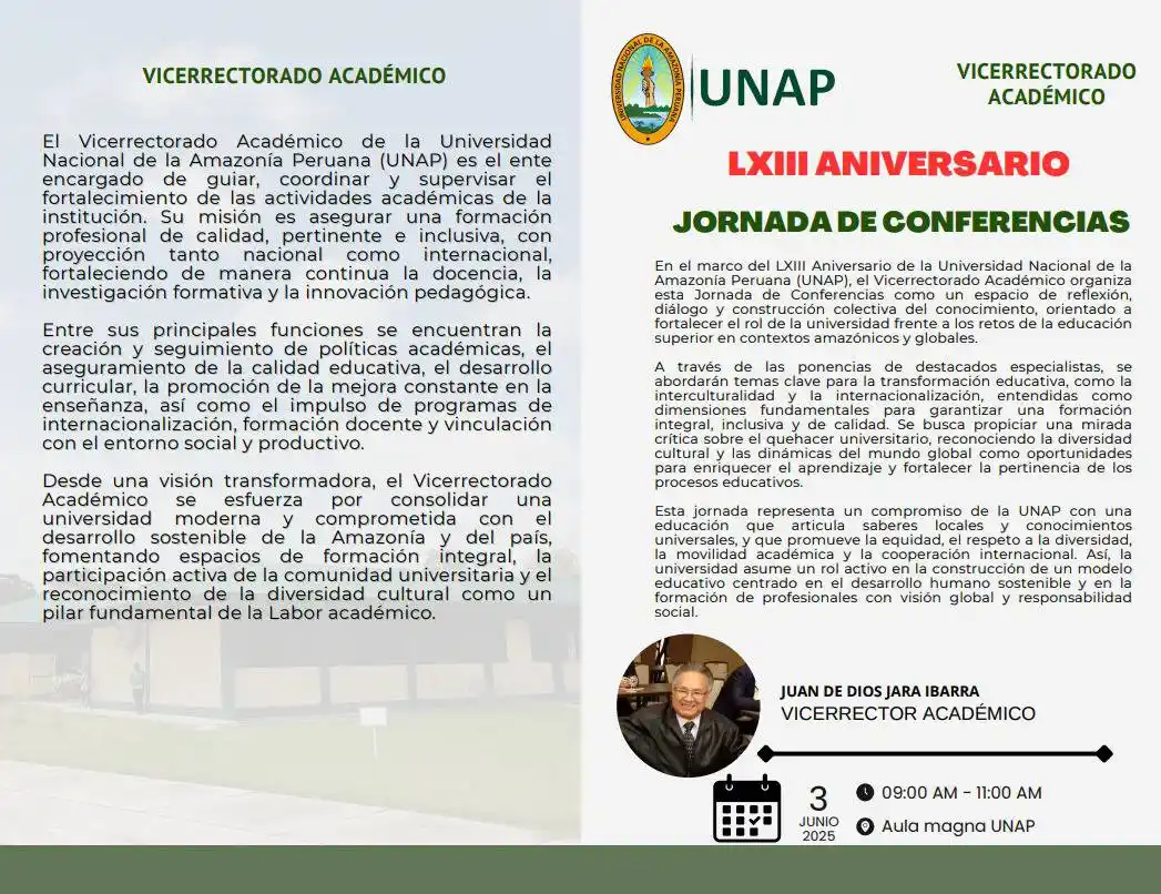 Image from unapiquitos.edu.pe: 🎓✨ ¡Celebramos el LXIII Aniversario de la UNAP con una Jornada de Con...