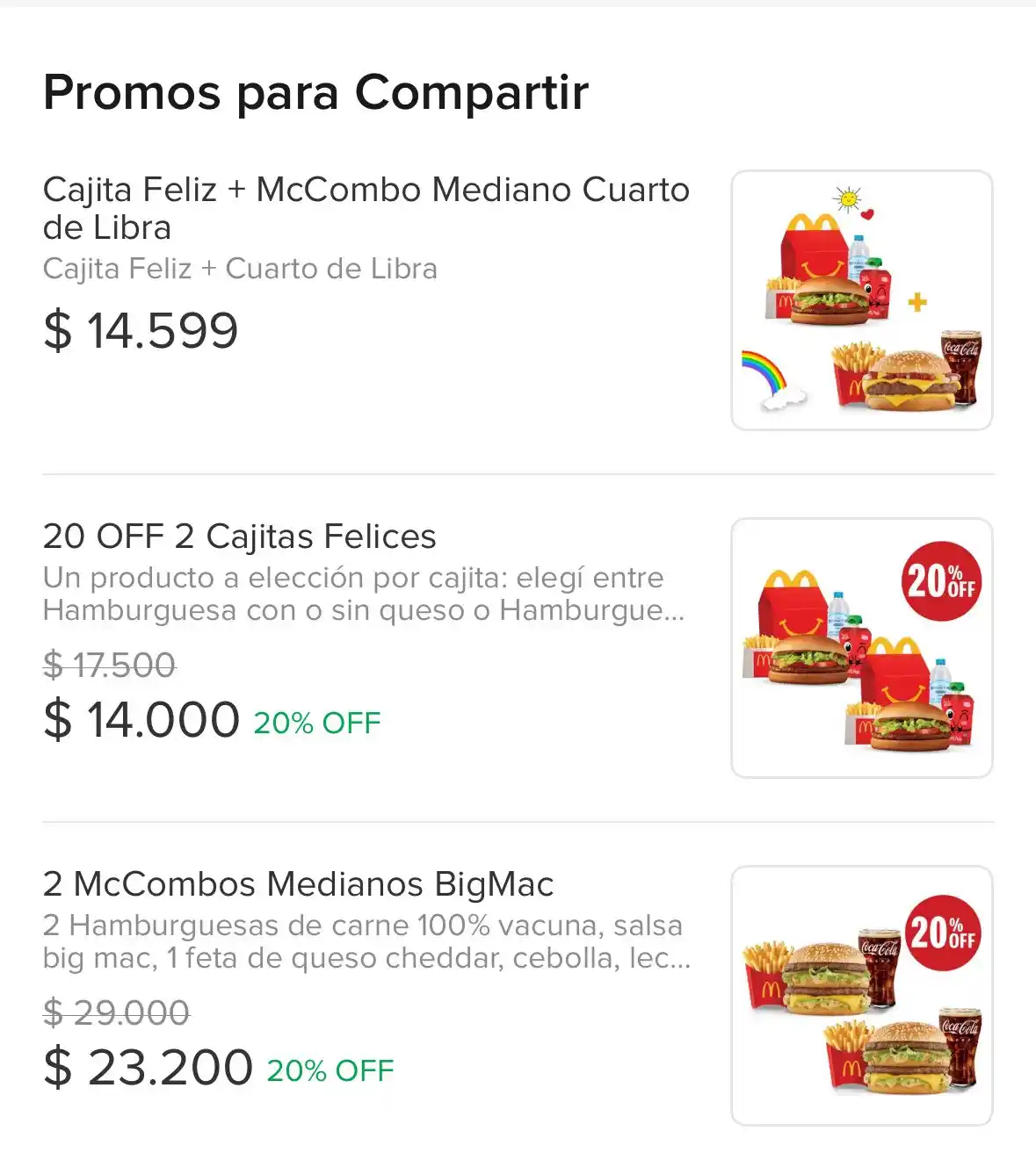 Image from El Club del Ahorro 🇦🇷: ‼️delivery de Mercadopago en Mc donalds👉🏻Cajita Feliz + Combo Cuarto...