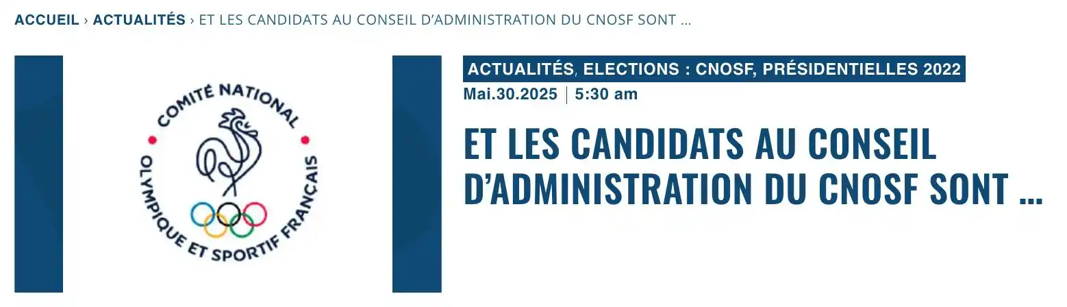 Image from Decideurs du sport PB: Et les candidats au Conseil d'administration du CNOSF sont ... Après a...
