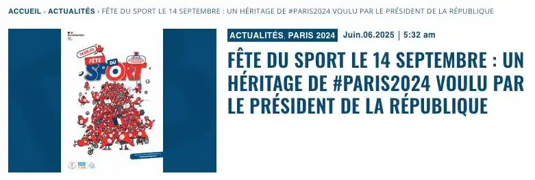 Image from Decideurs du sport PB: Fête du Sport le 14 septembre : un héritage de <a class="text-blue-500...