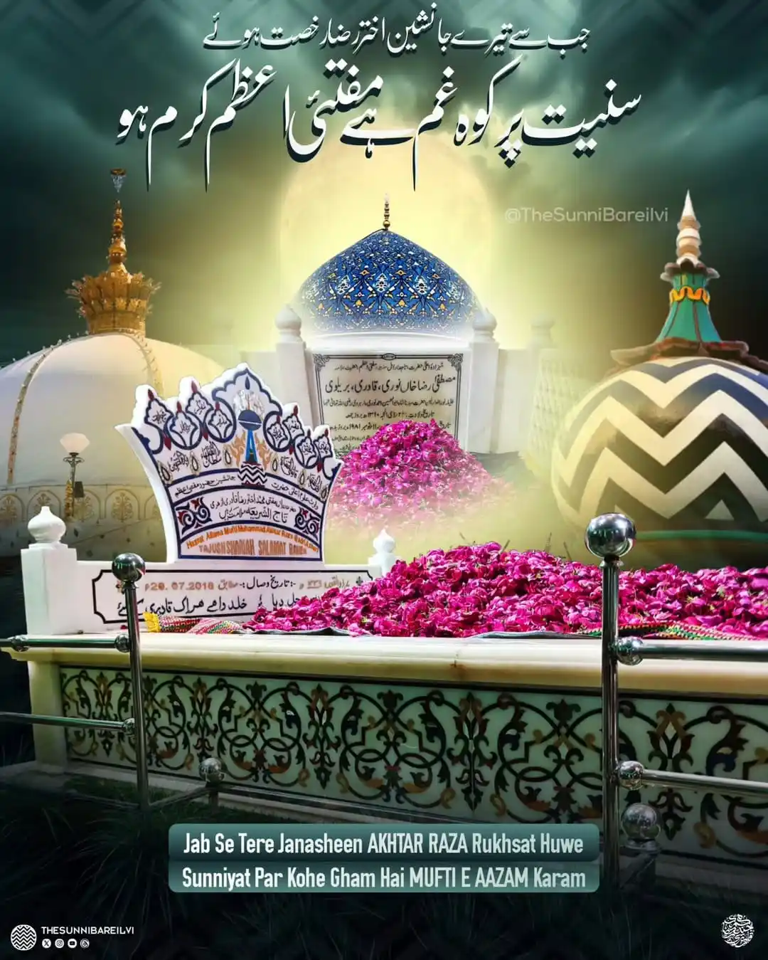 Image from Raza Academy: Jab se tere jaañnasheeñ Akhtar Raza rukhsat hue Sunniyat par kohe gam ...
