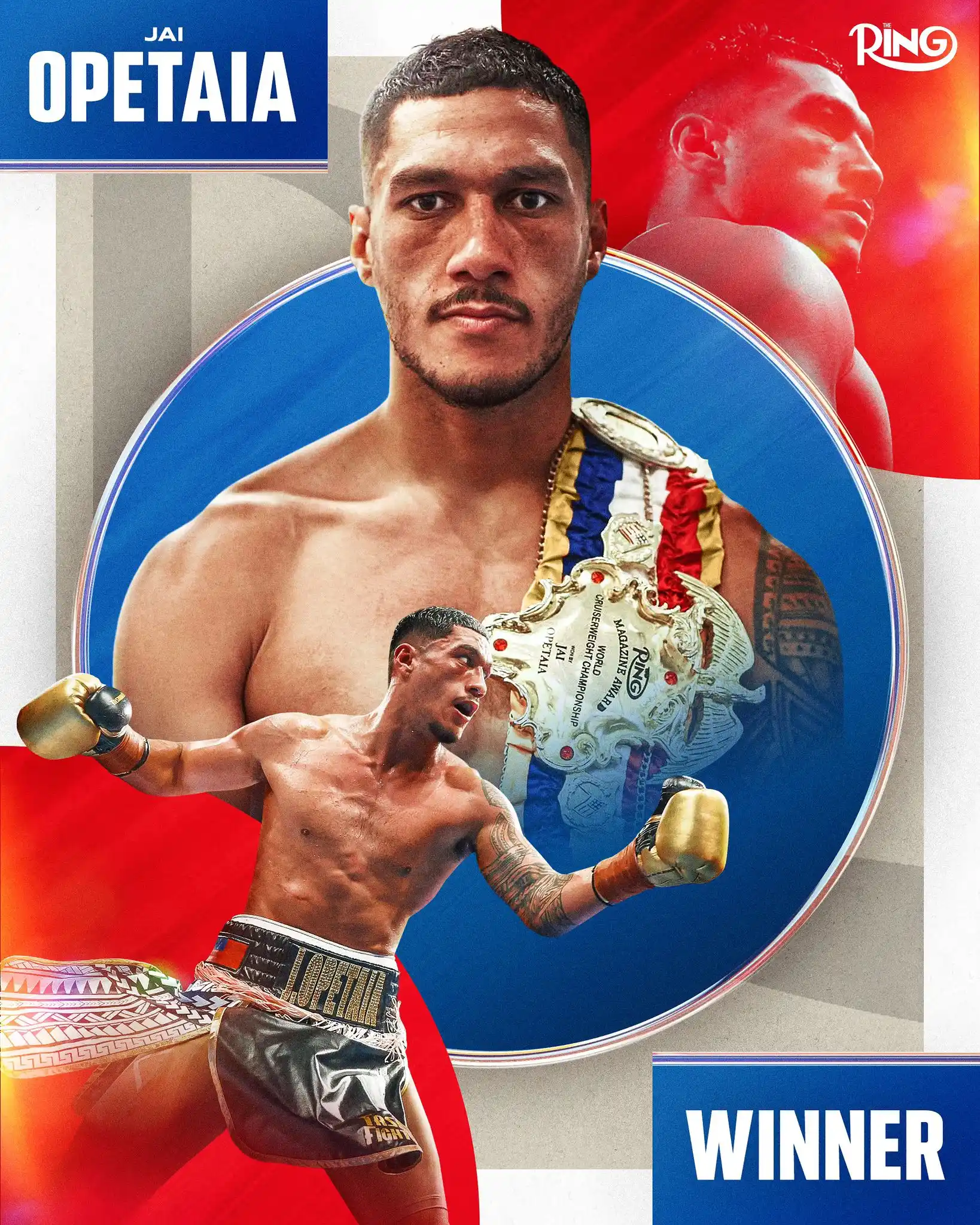 Image from Ring Magazine: Jai Opetaia STOPS Claudio Squeo in round five to retain his Ring and I...