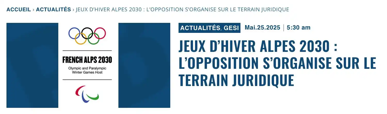Image from Decideurs du sport PB: Jeux d’Hiver Alpes 2030 : l’opposition s’organise sur le terrain jurid...