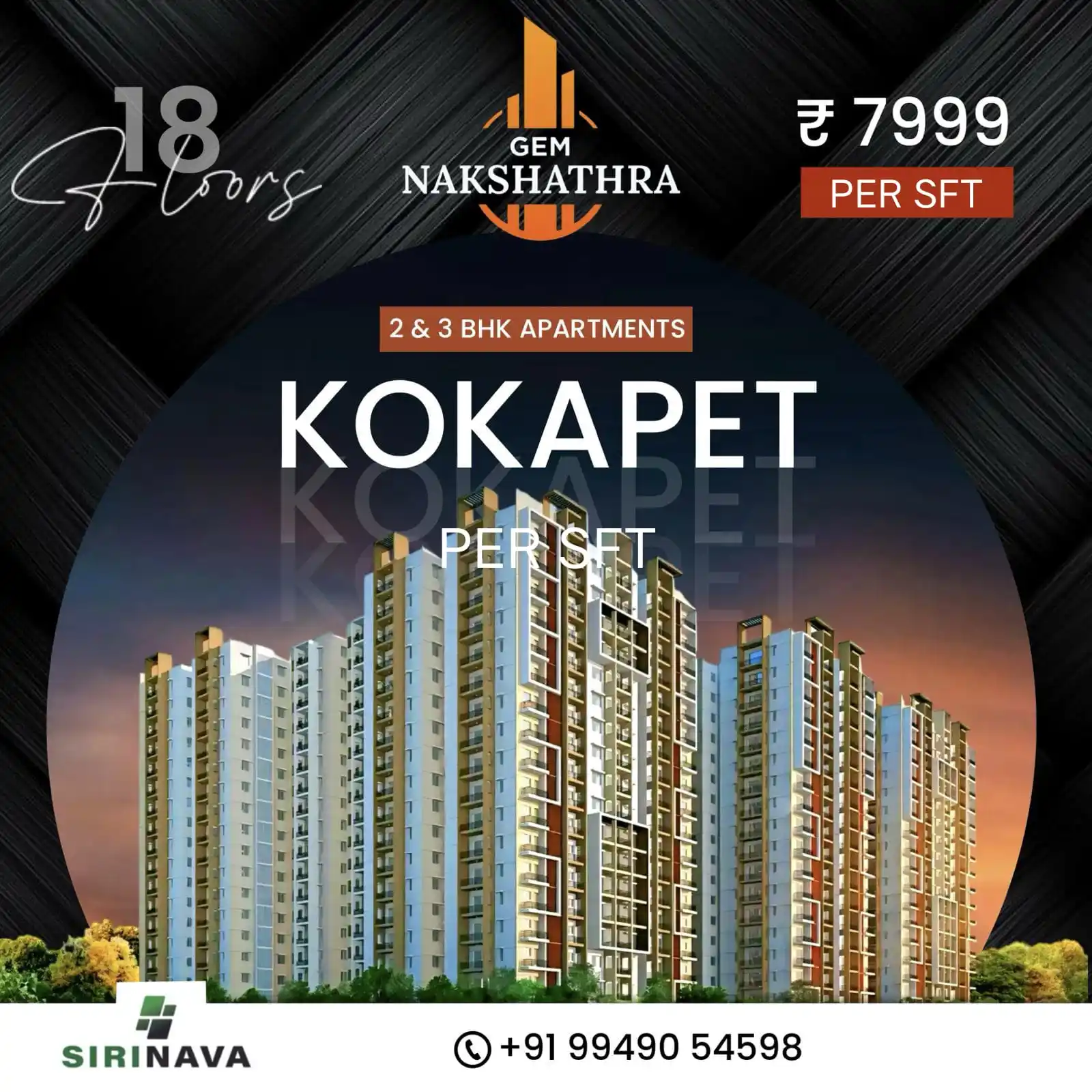 Image from SiriNava Estates Hyderabad: Land owner flats available *Gem Nakshatra* Kokapet, Gachibowli. *Tot...