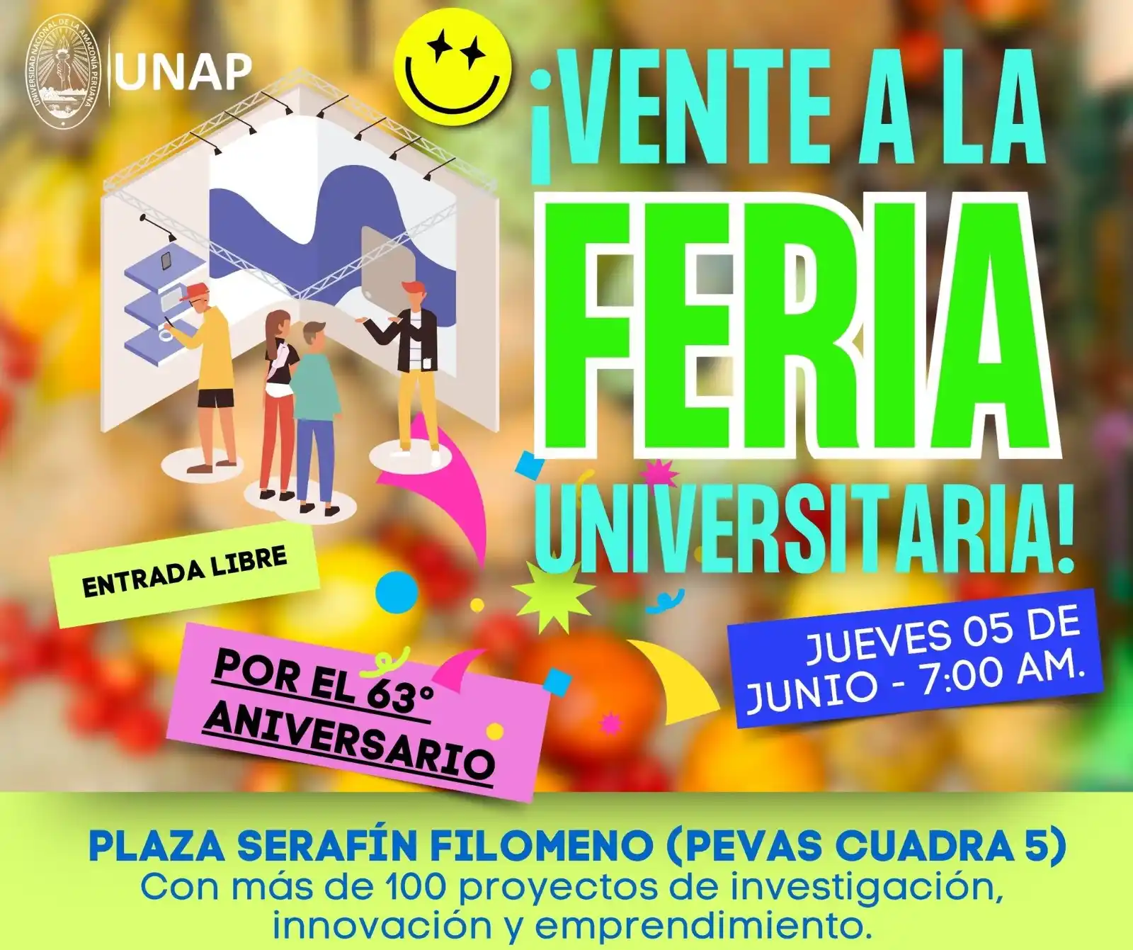 Image from unapiquitos.edu.pe: 🟠🟡🟢Les invitamos a visitar los diferentes _Stands_ , en la *Feria "...