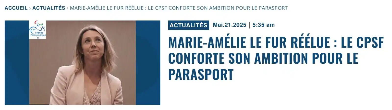 Image from Decideurs du sport PB: Marie-Amélie Le Fur réélue : le CPSF conforte son ambition pour le par...