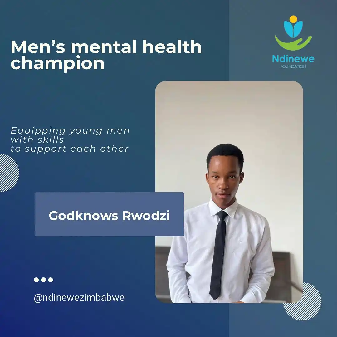 Image from Ndinewe Foundation: Meet Godknows Rwodzi One of our newly trained Men's Mental Health Cha...