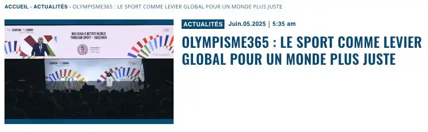 Image from Decideurs du sport PB: Olympisme365 : le sport comme levier global pour un monde plus juste ...