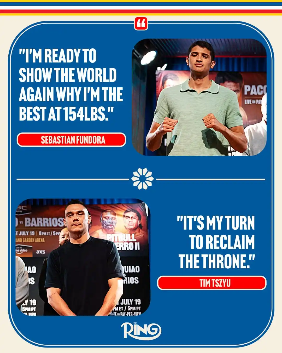 Image from Ring Magazine: Sebastian Fundora and Tim Tszyu are supremely confident ahead of their...