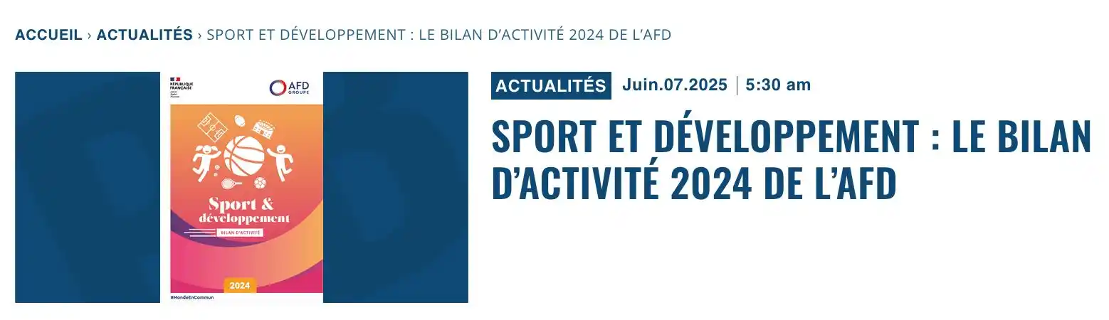 Image from Decideurs du sport PB: Sport et développement : le bilan d'activité 2024 de l'AFD En 2024, 3...