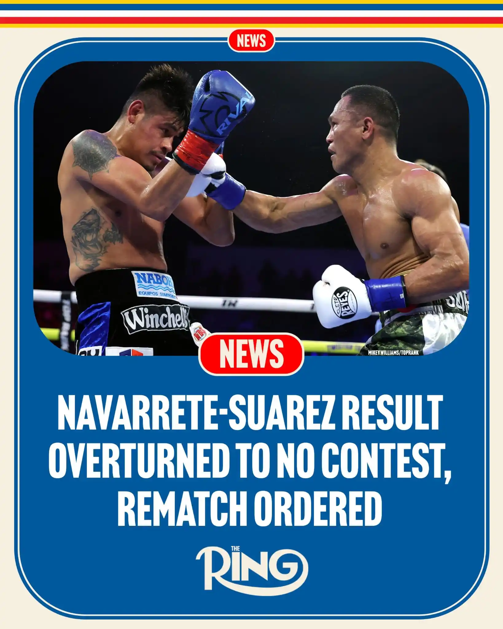 Image from Ring Magazine: The California State Athletic Commission has overturned Emanuel Navarr...