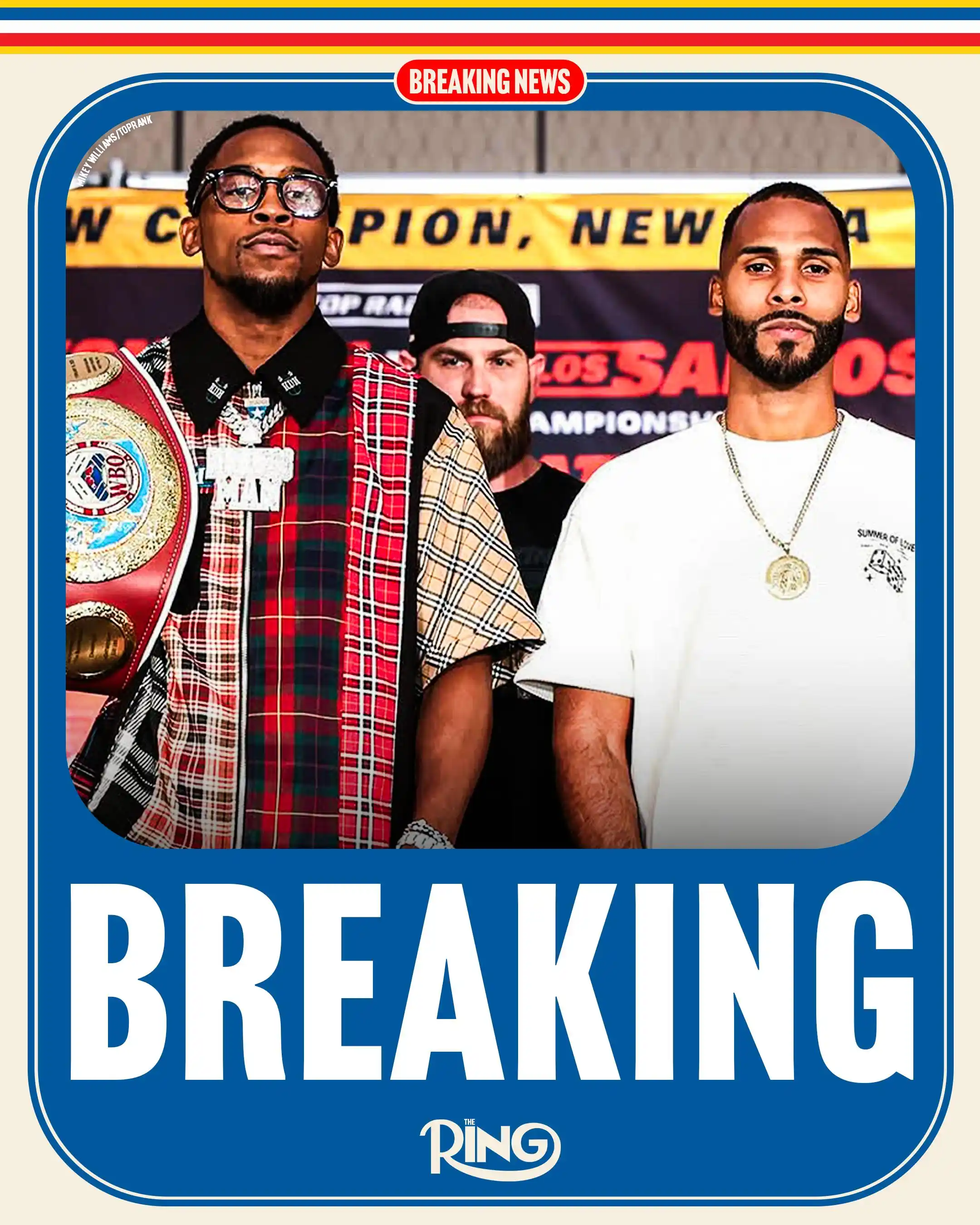 Image from Ring Magazine: The scheduled bout between Keyshawn Davis and Edwin De Los Santos is o...