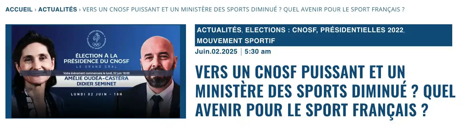 Image from Decideurs du sport PB: Vers un CNOSF puissant et un ministère des sports diminué ? Quel aveni...