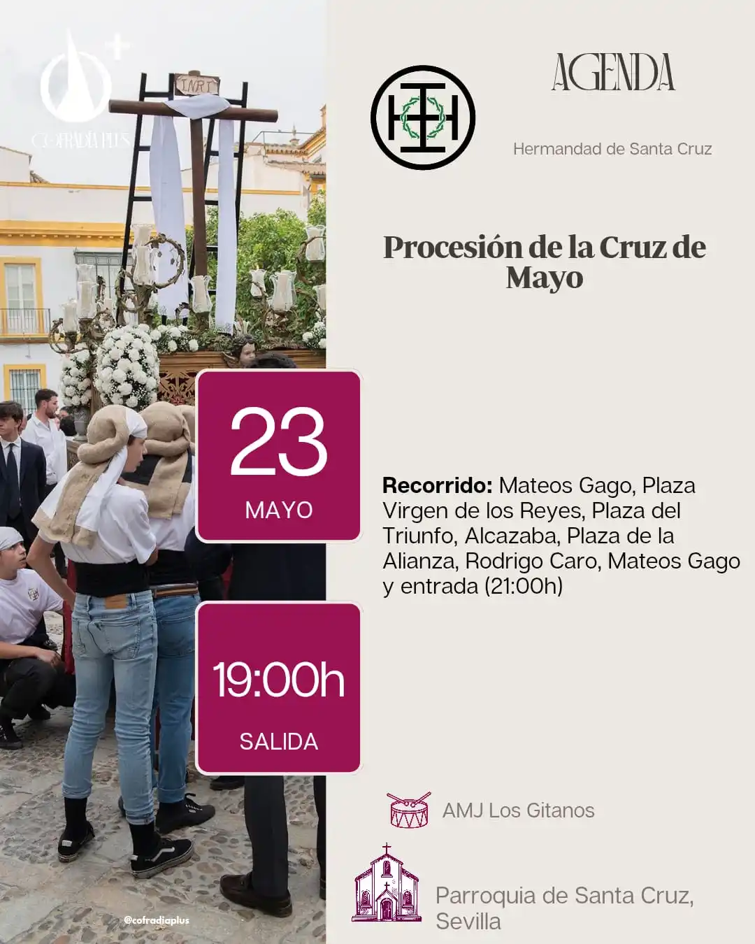 Image from COFRADÍA +: *🟣 AgendaPlus* | Procesión de la Cruz de Mayo de Santa Cruz ⌚ 19:00...