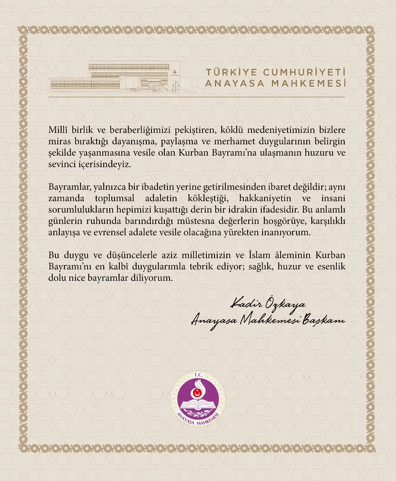 Anayasa Mahkemesi Başkanlığı post