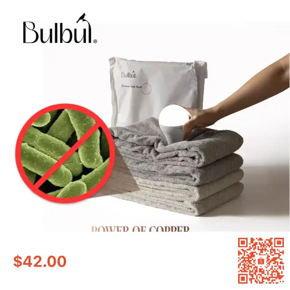 Image from SgShopeeDeal: Bulbul Self-sanitizing Premium Copper [Bath Towel] | Antibacterial |  ...