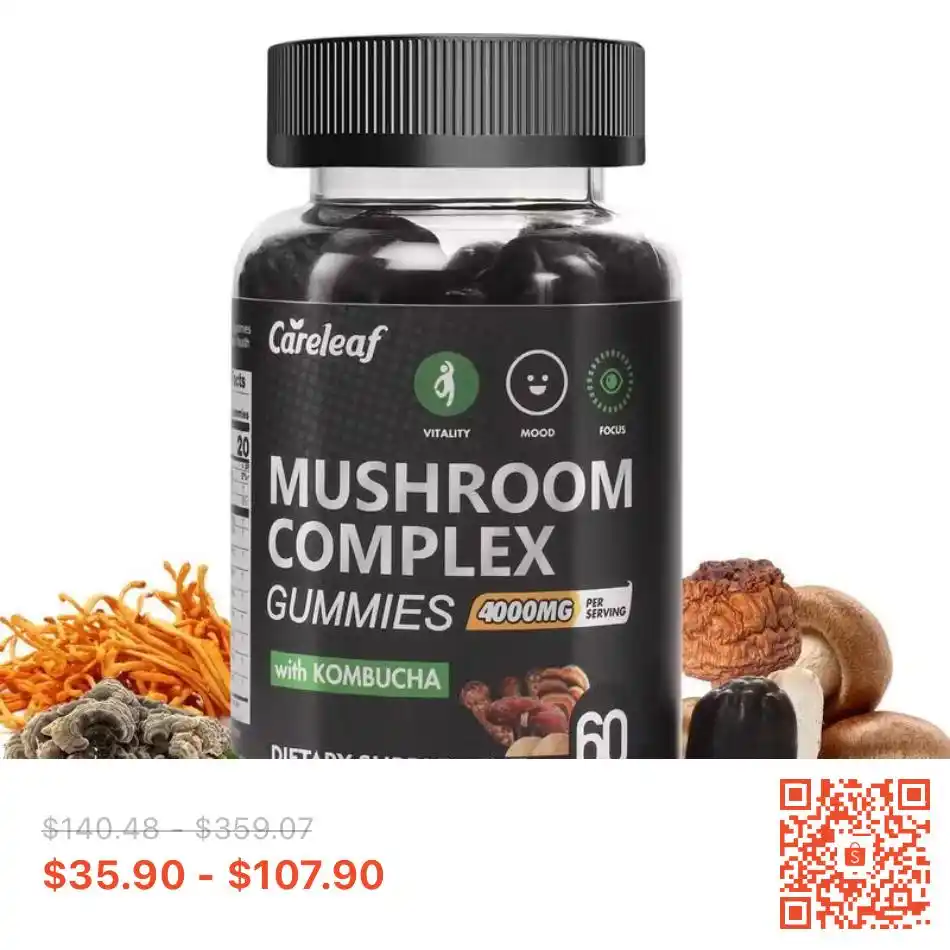 Image from SgShopeeDeal: CareLeaf Mushroom Complex Gummies for Focus and Energy | Kombucha Flav...