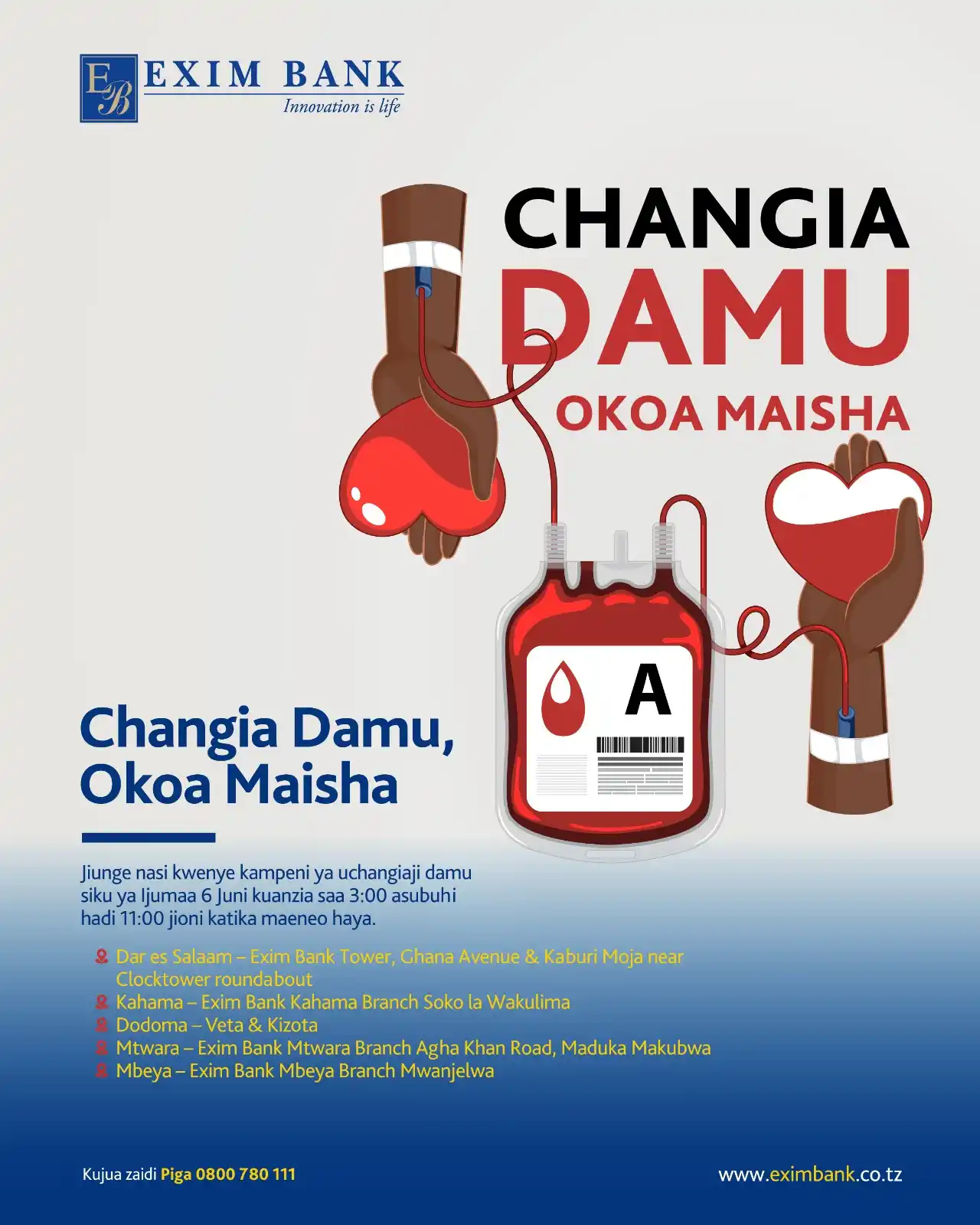 Image from Exim Bank Tanzania: Changia Damu, Okoa Maisha – Ijumaa hii! Tunawaalika Watanzania wote k...
