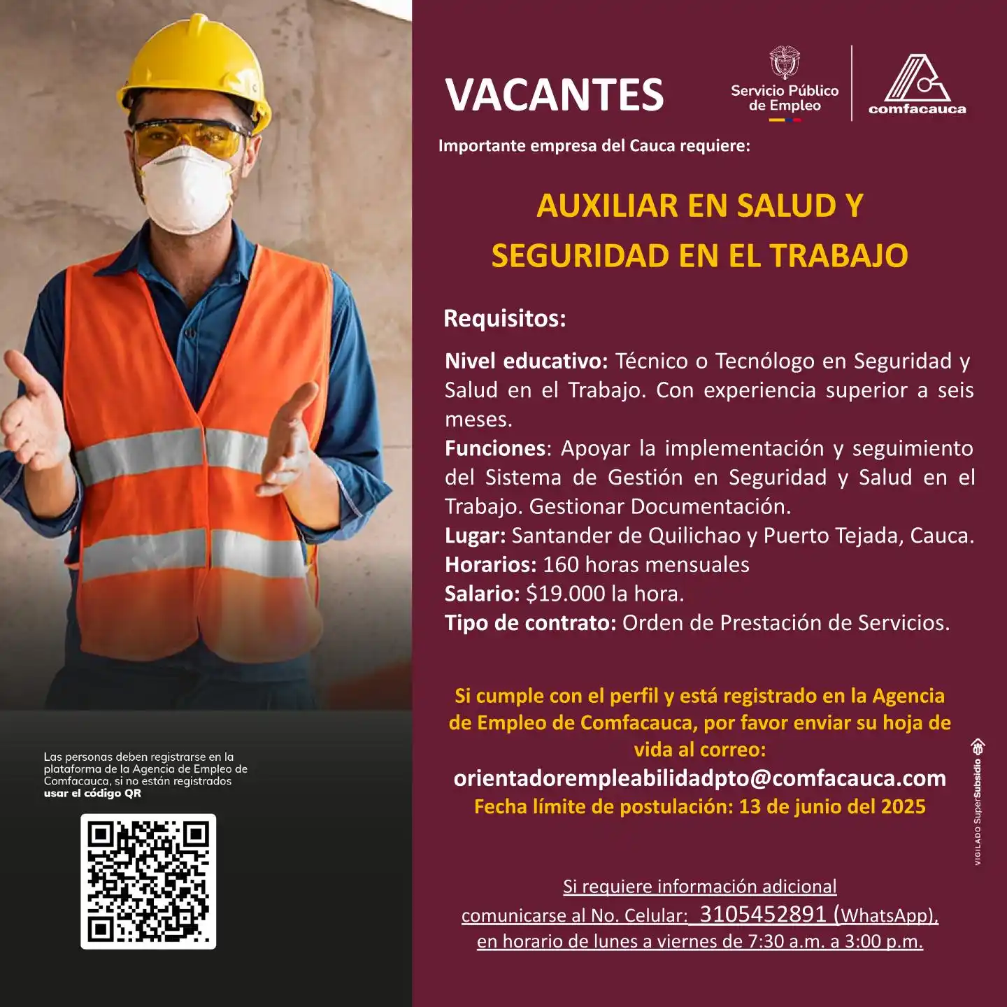 Agencia de Empleo Comfacauca post