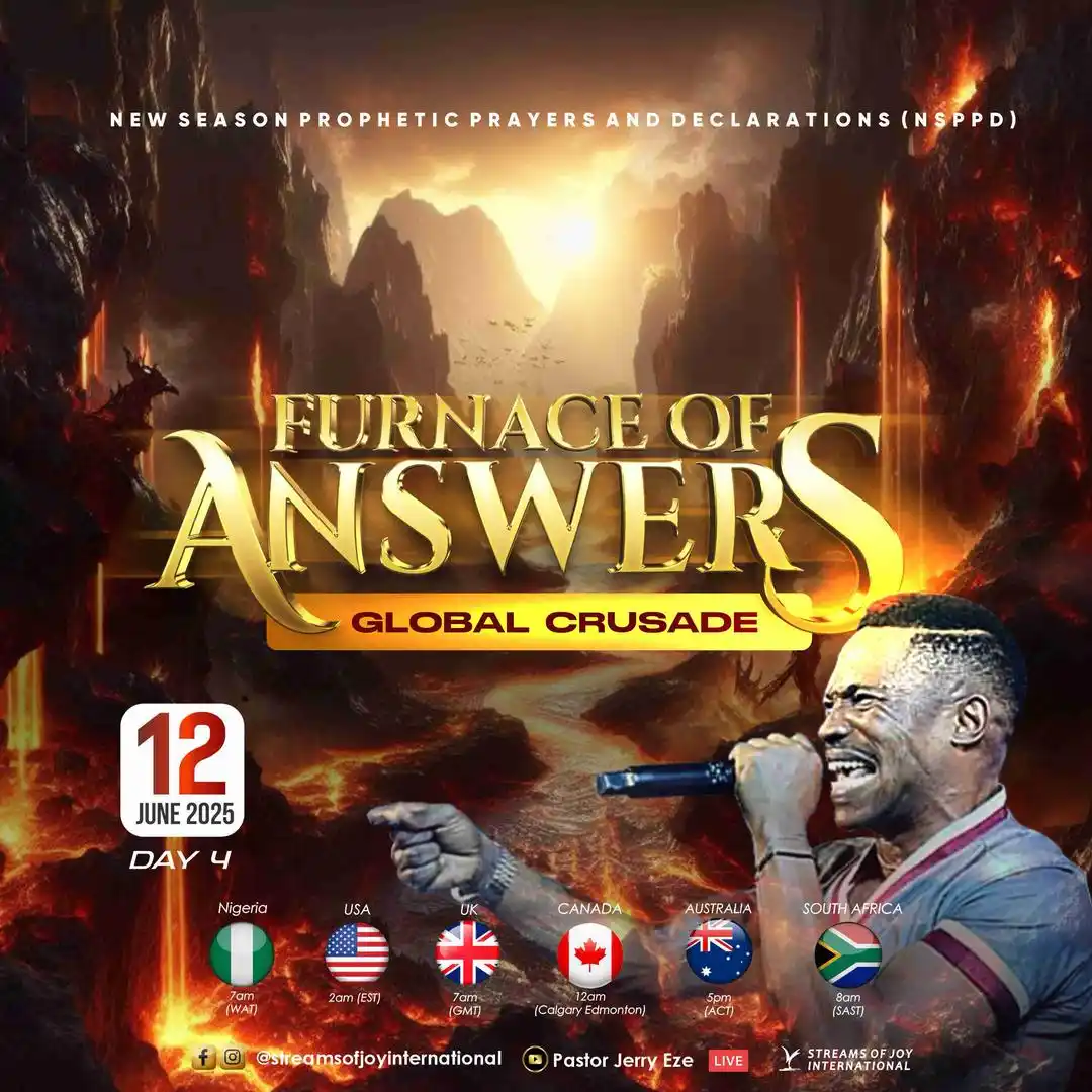 Image from Pastor Jerry Eze: 🔥TOMORROW IS DAY 4 OF THE RAGING FURNACE. 🔥THREE MEN WERE PUSHED IN...