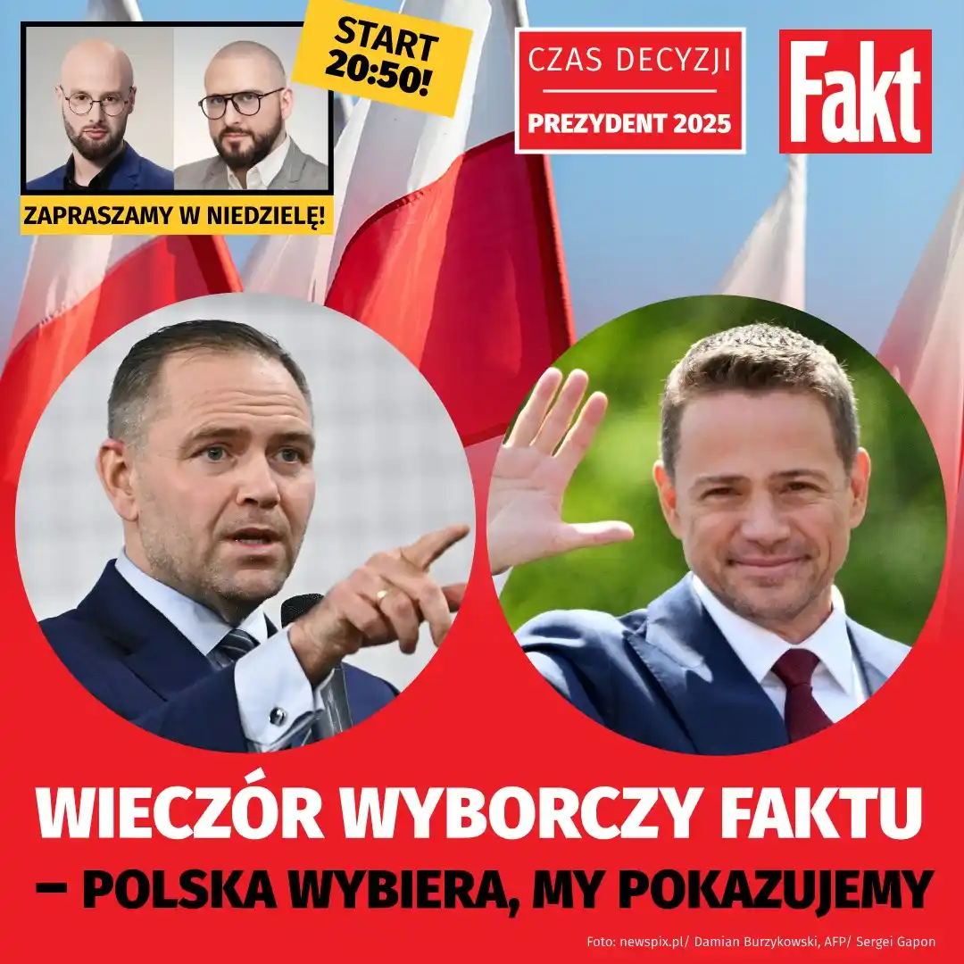 Image from Fakt.pl: Wieczór Wyborczy Faktu – decydujące starcie 📅 Niedziela, 1 czerwca | ...