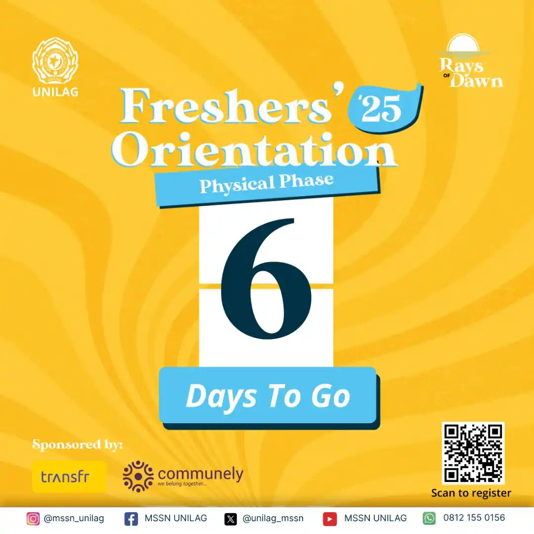Image from MSSN UNILAG Official: *6 DAYS TO GOOOO!!!* 🥳🥳 Can you feel the energy in the air? Because ...
