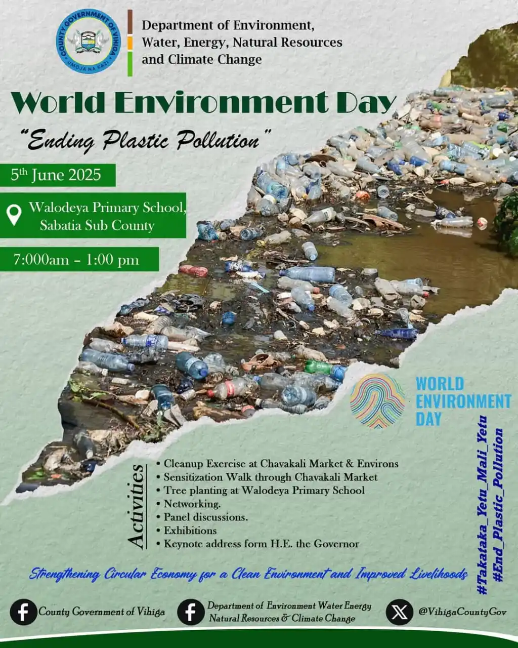 Image from VIHIGA YOUTH WATER, SANITATION, AND HYGIENE PARLIAMENT.  OFFICIAL: 🌍 *Join Us for World Environment Day 2025!* 🌍   The Department of En...