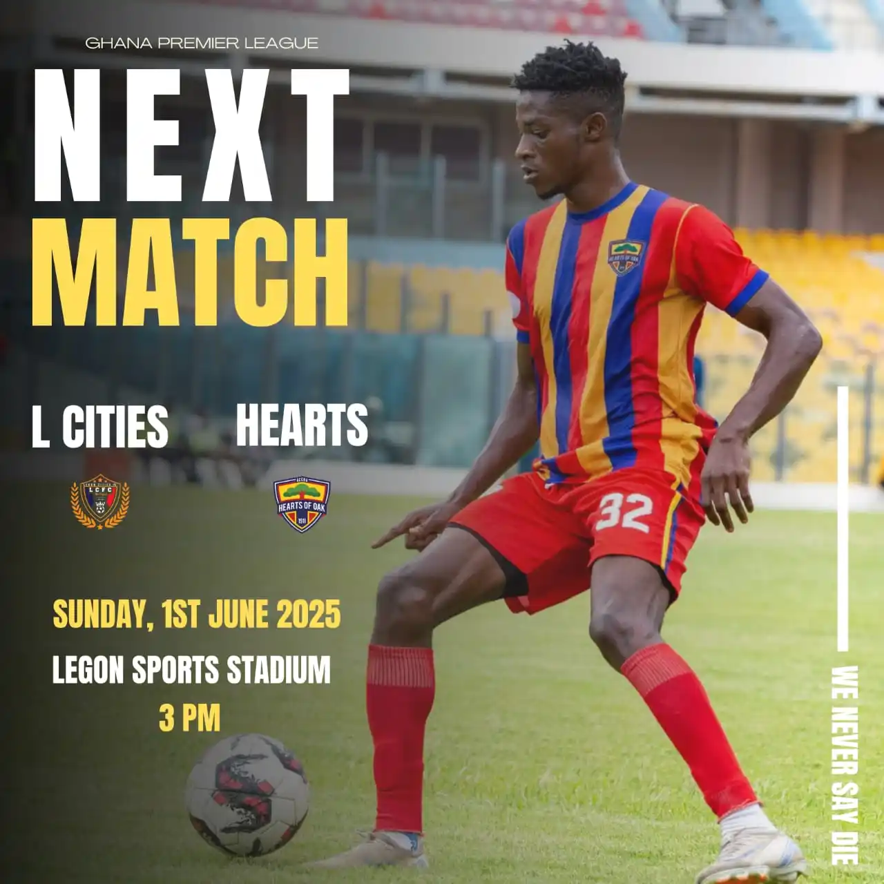 Image from Auroras Football Club: 🔴🔵🟡 | 🌳 One job at a time. Legon Cities on our mind. Sunday : ...