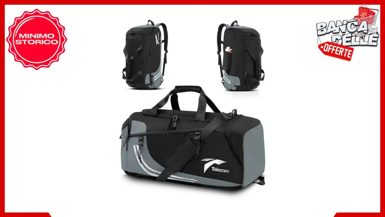 Image from Banca delle Offerte: *🔓 PROMO con COUPON 🔓*  👜 Tolaccea Borsone Palestra Uomo Donna 45L-...