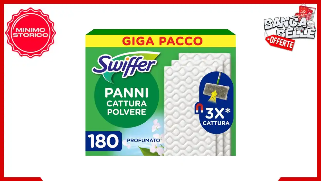 Image from Banca delle Offerte: *🏠 Swiffer Panni Cattura Polvere, 180 Panni Microfibra Dry, Cattura P...