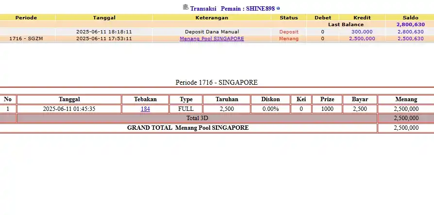 Image from TRIBUNTOGEL: PEMENANG LOMBA SINGAPORE 11 JUNI 2025 3D-3LINE RESULT 8184 SAH 🎉🎉🎉�...