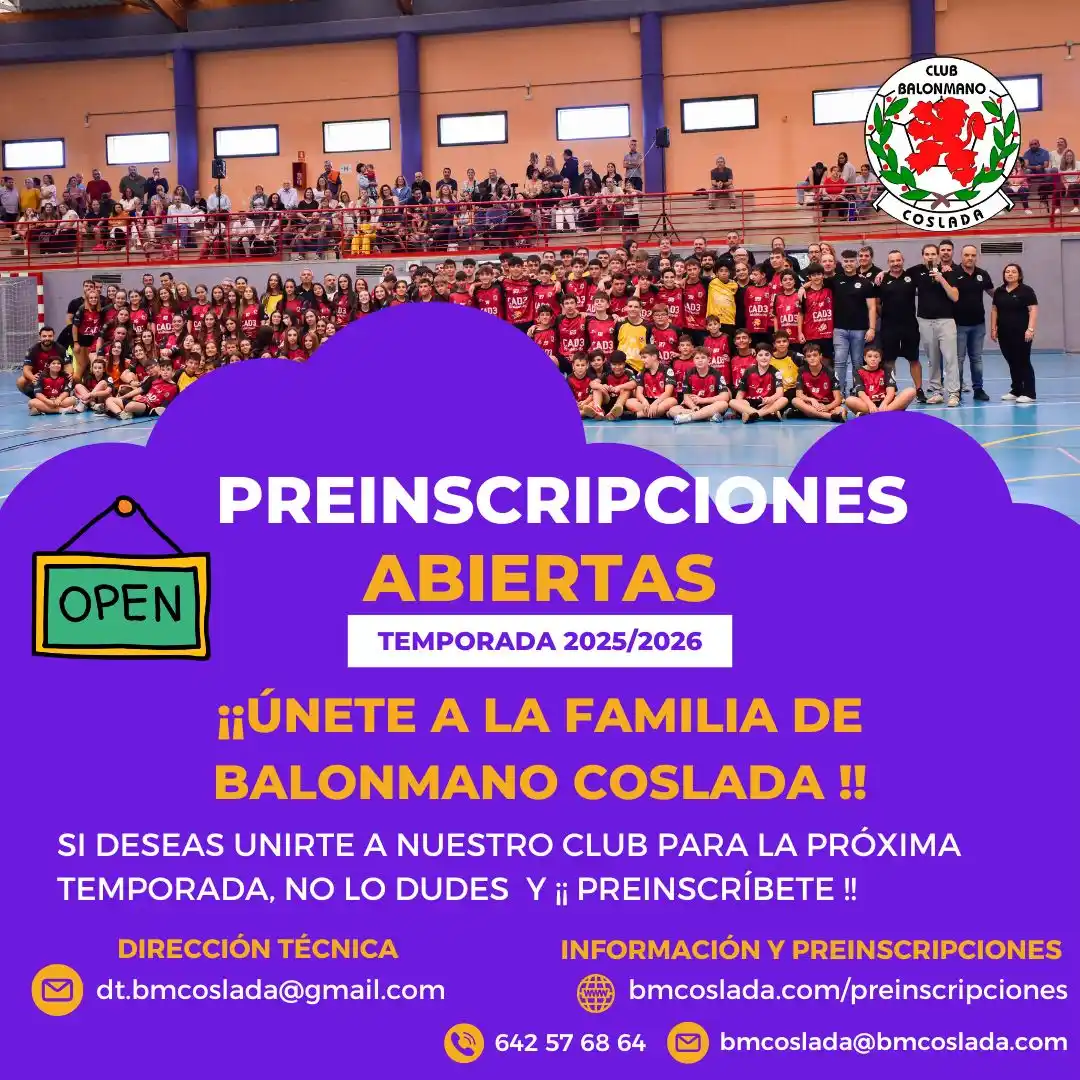 Image from Balonmano Coslada: 🔊¡¡ PREINSCRIPCIONES ABIERTAS !! Temporada 2025/2026. 🤾🤾♂️ Abrimo...