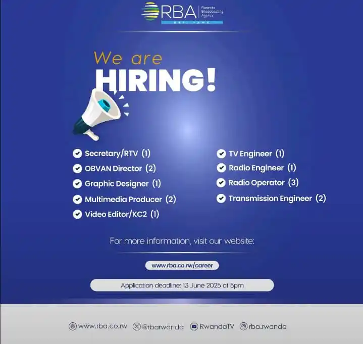 Image from BAG RWANDA 🇷🇼: RBA is Hiring Learn more: http://www.rba.co.rw/career 🚨 BAG is not ...