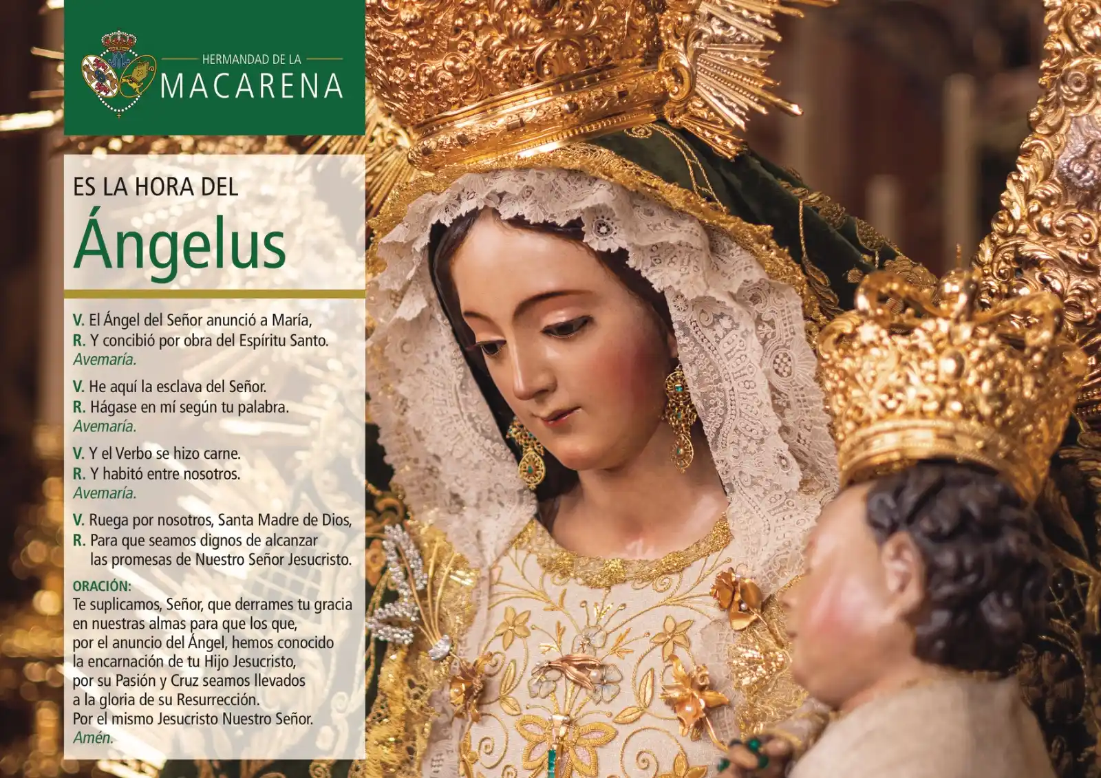 Image from Hermandad de la Macarena: ÁNGELUS | A las 12:00 h te invitamos a rezar el Ángelus y a poner ante...