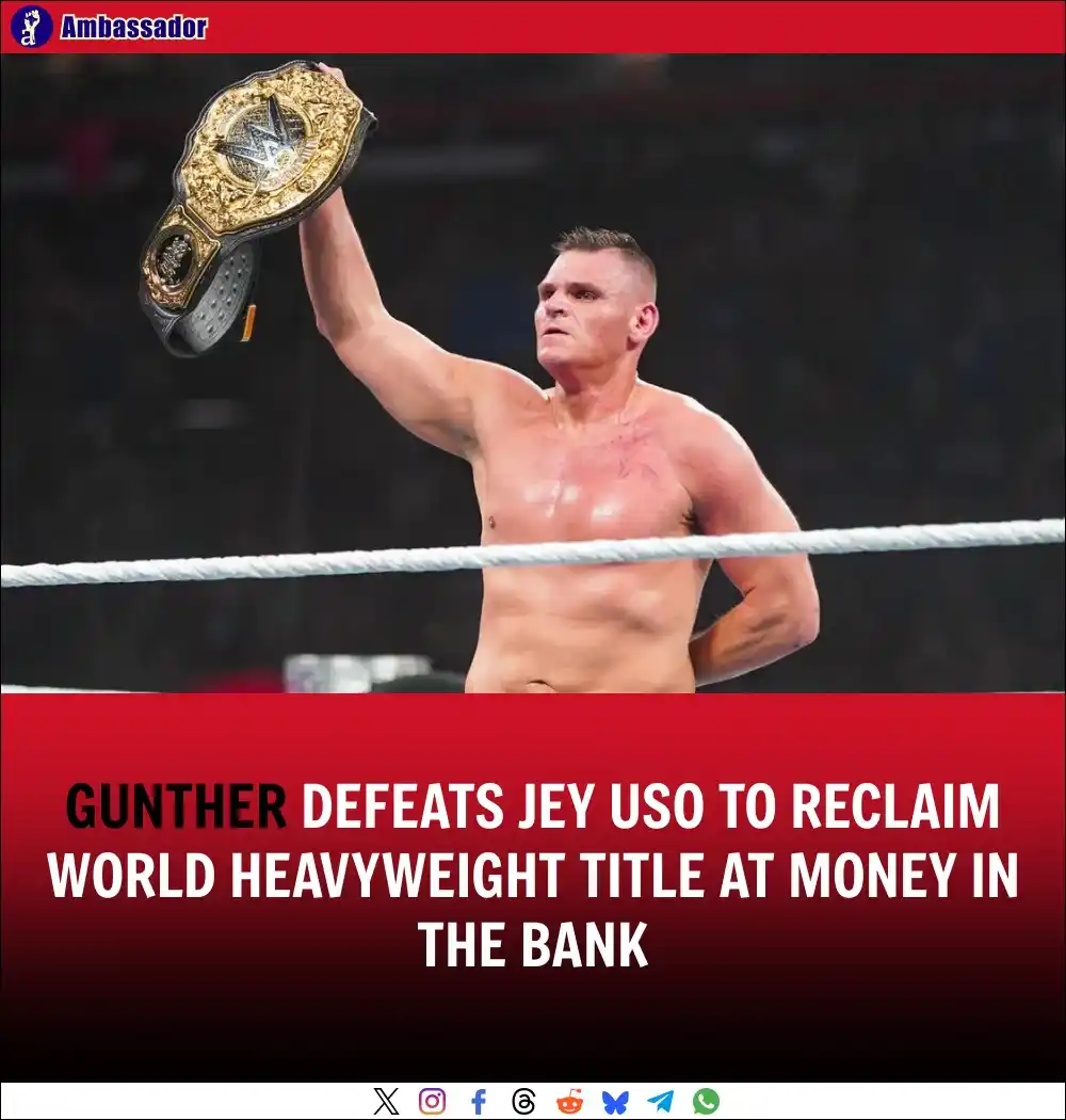 Image from Ambassador: Gunther defeated Jey Uso to win the World Heavyweight Championship, re...