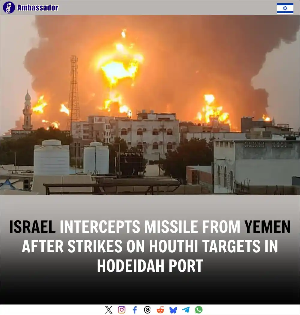 Image from Ambassador: Israel said a missile launched from Yemen was “most likely” intercepte...