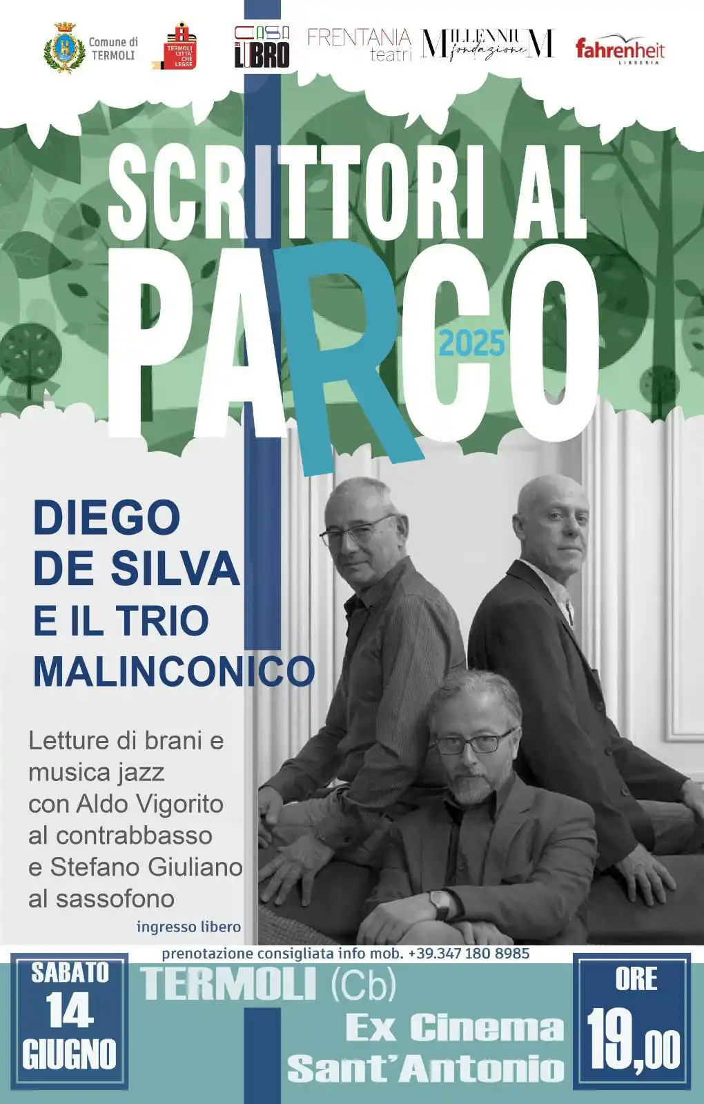 Image from Termoli Turismo - Comune di Termoli: 🌳✍️ Scrittori al Parco - Diego De Silva e il Trio Malinconico 🗓️ Sa...