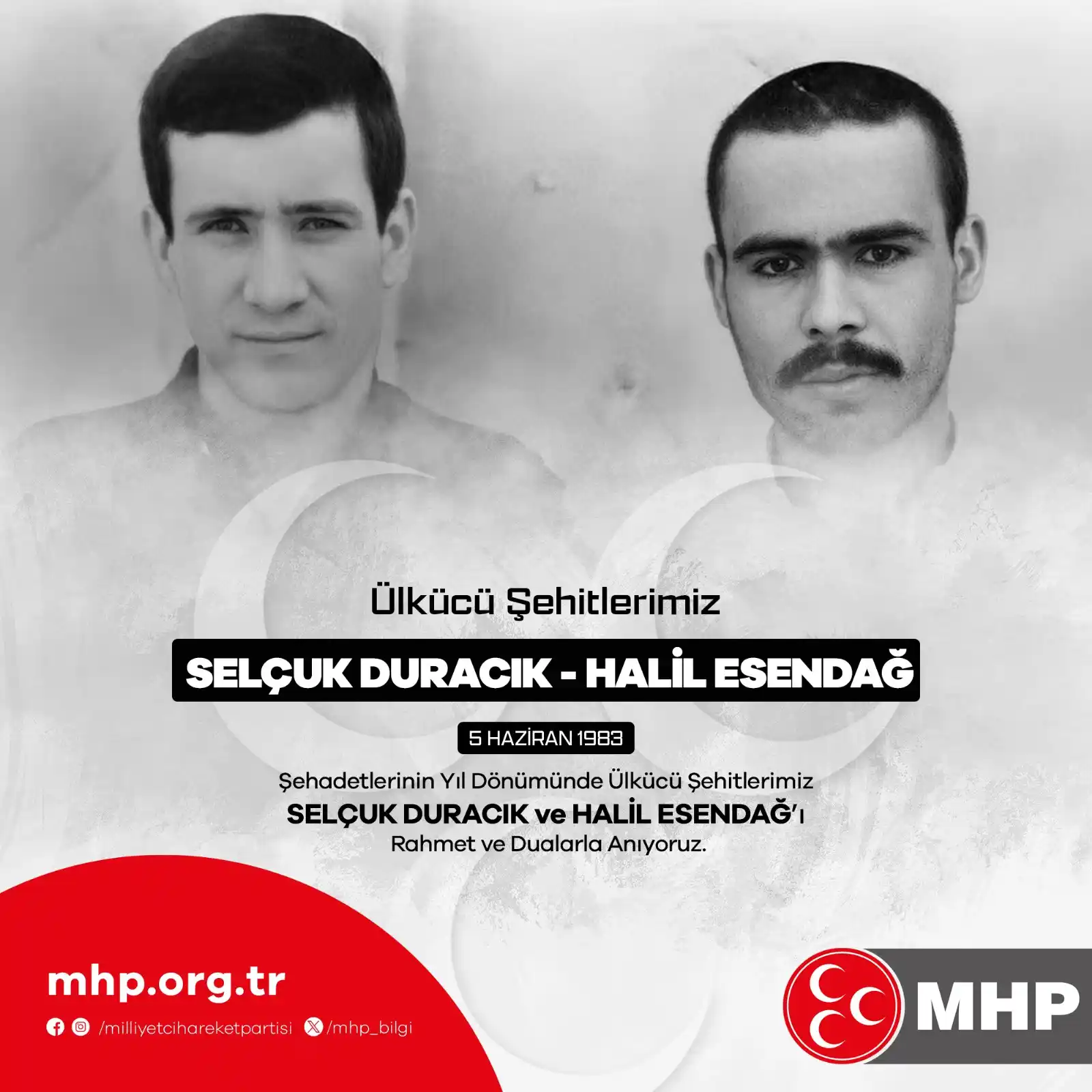 Image from MHP: Şehadetlerinin Yıl Dönümünde Ülkücü Şehitlerimiz Selçuk DURACIK ve Hal...