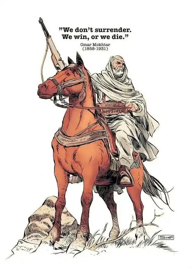 Image from ʀɪꜱᴇ ᴏꜰ ʜᴏᴘᴇ ☪︎ اُمیدِسحر: *صحرا کا شیر: عمر المختار کی دلیرانہ جدوجہد جو تاریخ کے اوراق پر امر ہ...