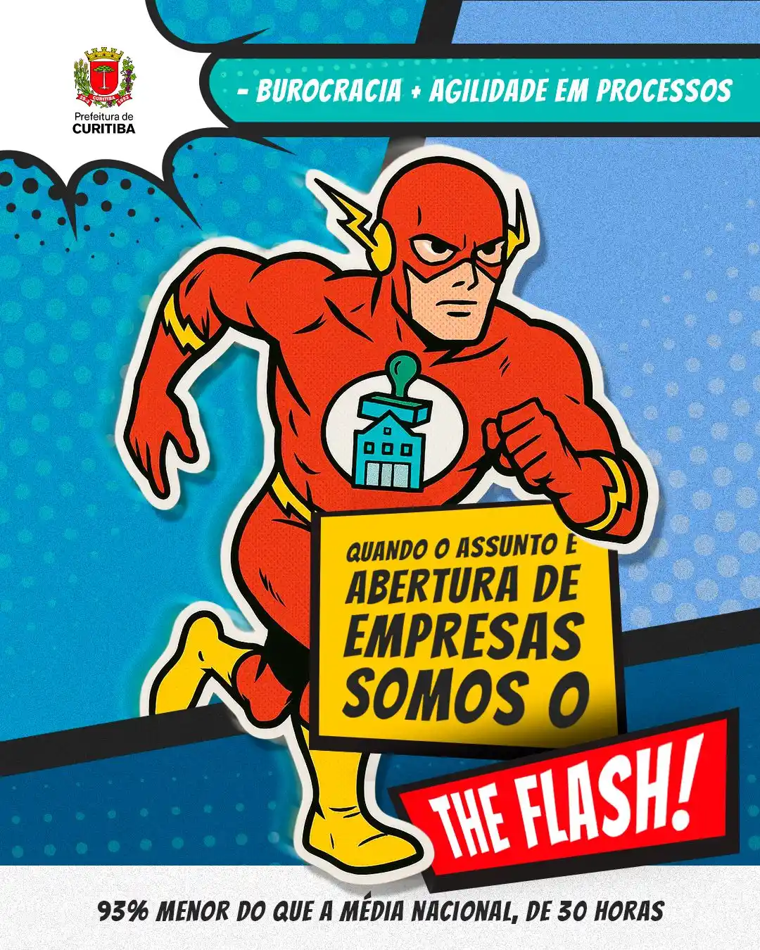 Image from Prefeitura de Curitiba: Somos a segunda capital mais rápida do Brasil para abrir empresas! 💚⏰...