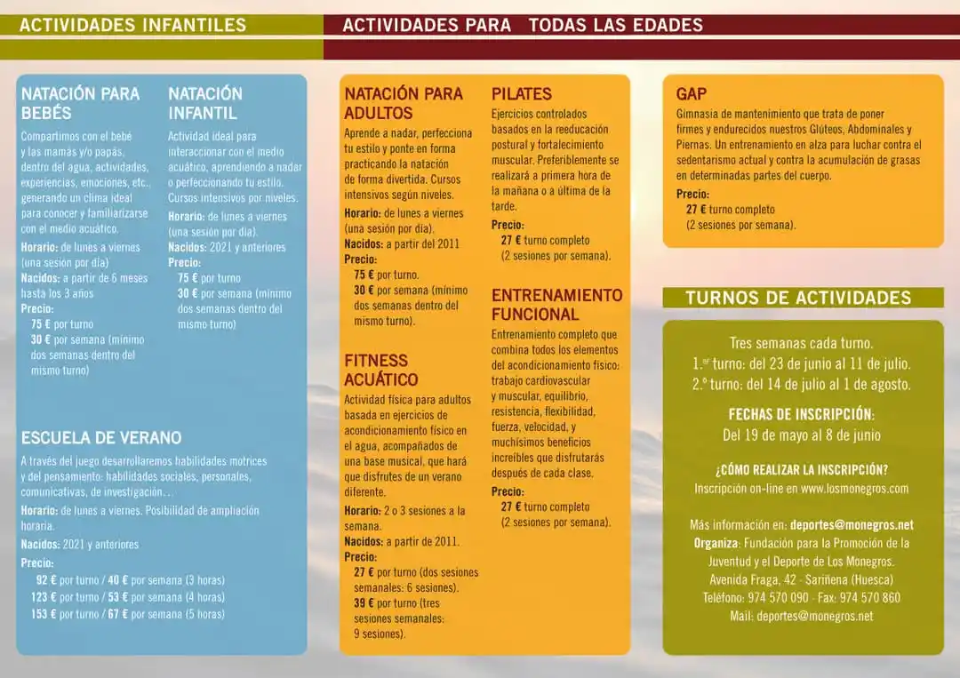 Image from Comarca de Los Monegros: 🌞🏃♀️ 📣Últimos días de inscripción para las actividades deportivas ...